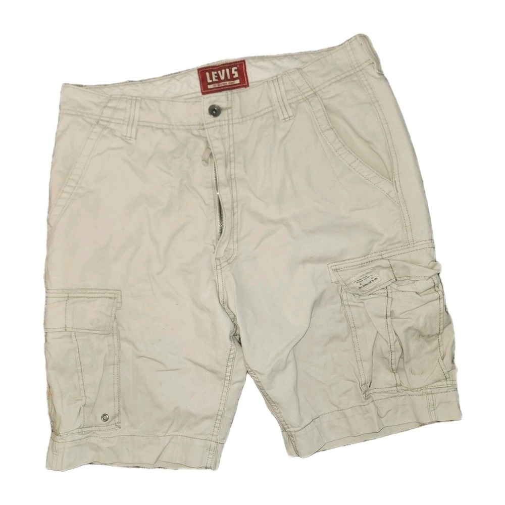 Levis Tan Khaki Cargo Shorts Men's Size 36 Flat Front Thick